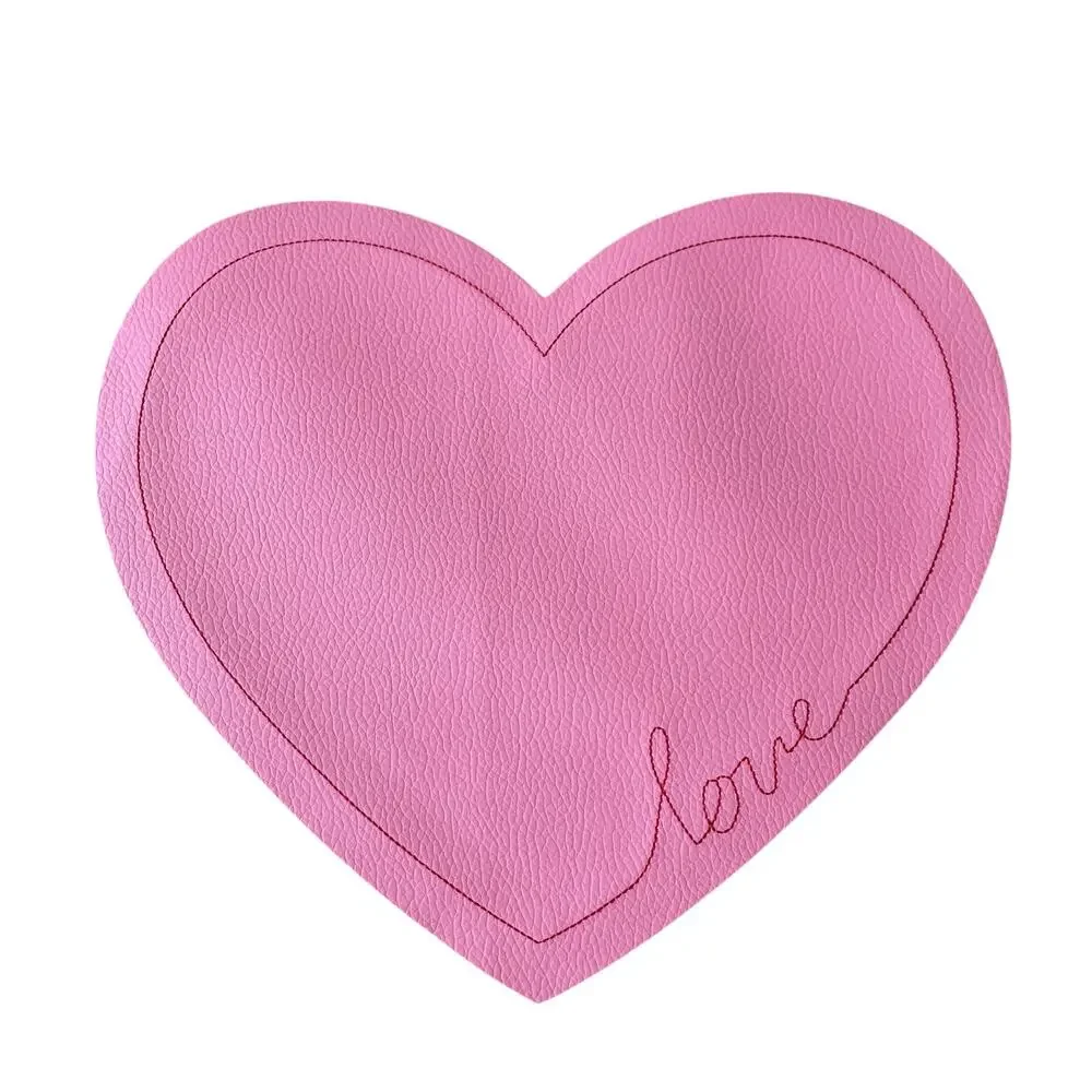 2pc Threshold Valentine Pink Faux Leather Heart Shaped Placemat Charger LOVE New